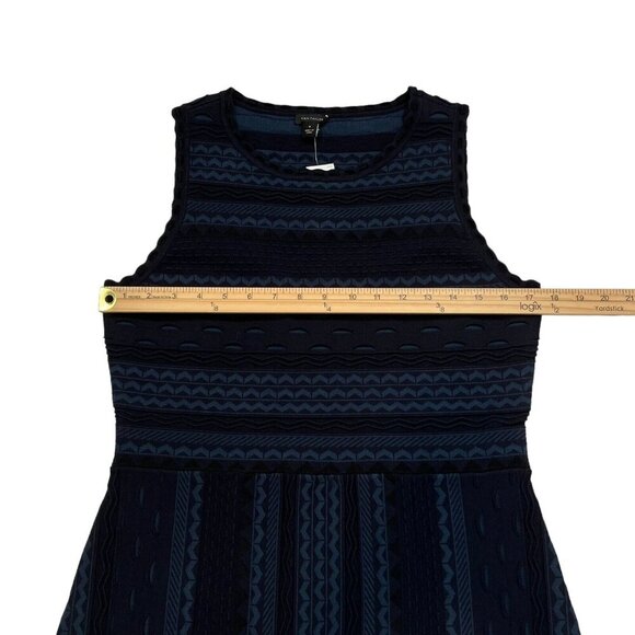 Ann Taylor NWT Blue and Black Texture Stitch Flare Dress Size‎ Medium - Picture 8 of 10
